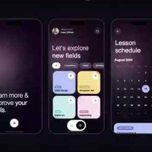 پیش‌نمایش قالب رابط اپلیکیشن «LearnHub»