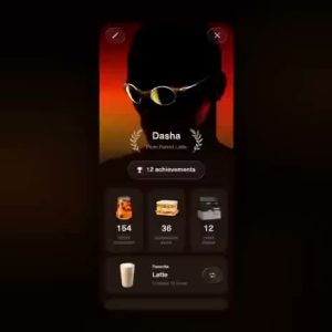 پیش‌نمایش قالب رابط اپلیکیشن «Coffee Rewards»