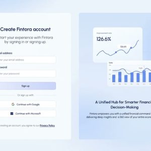 پیش‌نمایش بخش آمادهٔ سایت «Fintora Signup»