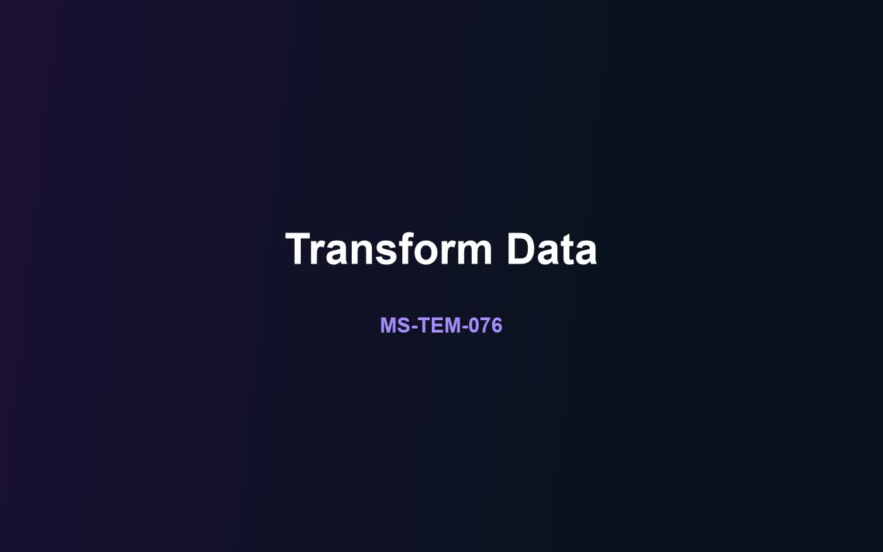 Transform Data